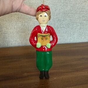 Vintage '82 Charlee McGee Chalkware Christmas Caroler Girl Ornament Personalized